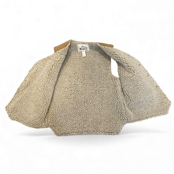 VTG 60s Woolrich Vest Size M Khaki Sherpa Lined Wool Blend Snap Made USA outdoor - Picture 3 of 8